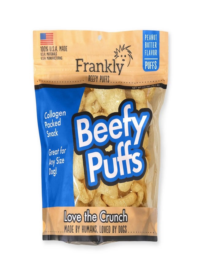 Frankly Pet Original Beefy Puffs - Peanut Butter Flavored Puffs - Protein Packed, Ingredients Sourced and Manufactured in The U.S.A. - Image 1
